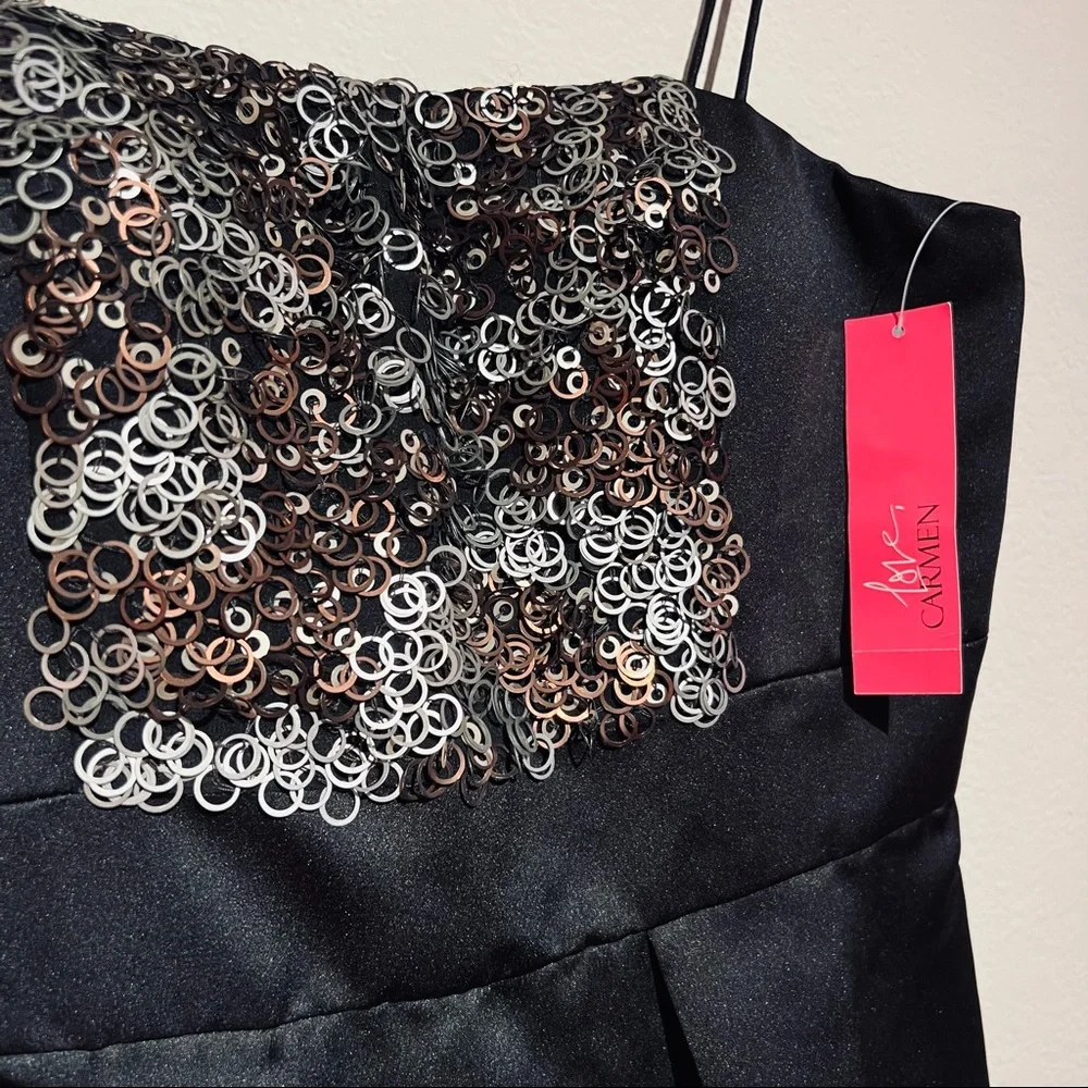 MINI Satin Cocktail Dress Women Size 8 LBD Party Dress NEW TAGS Carmen MarcValvo - Picture 1 of 10